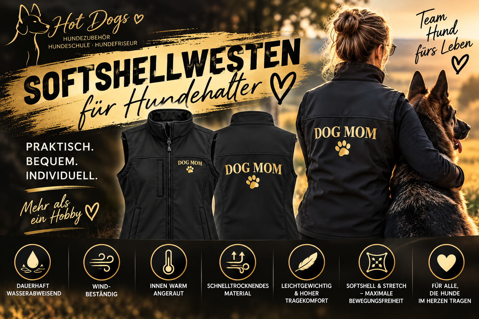 Softshellwesten für Hundehalter