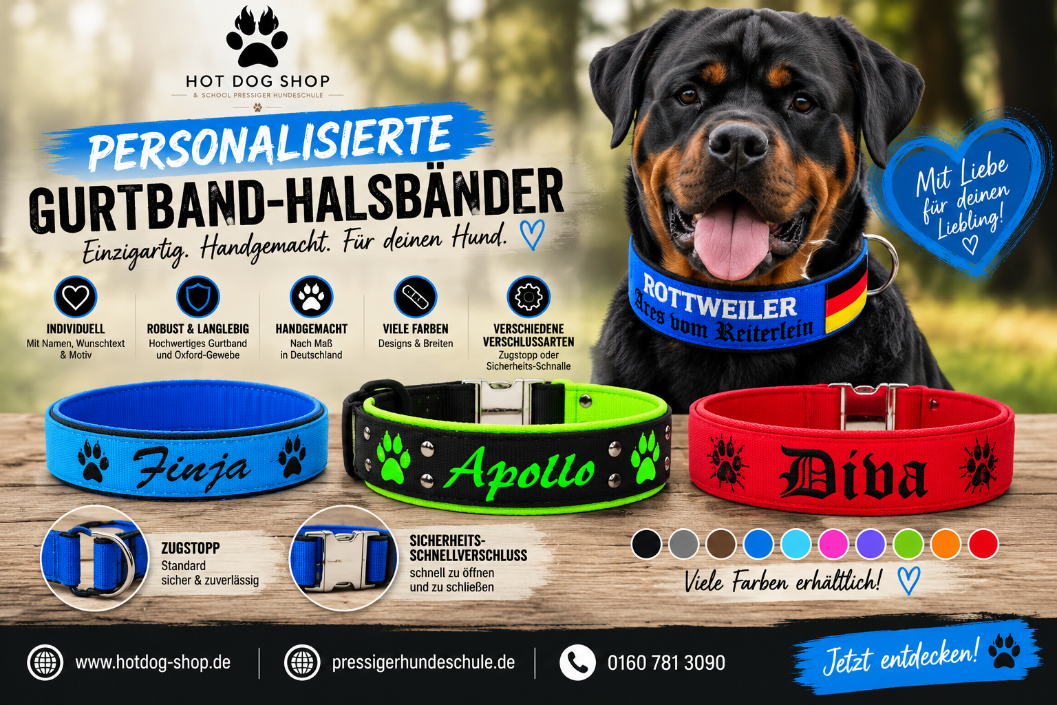 Personalisierte Gurtband-Halsbänder