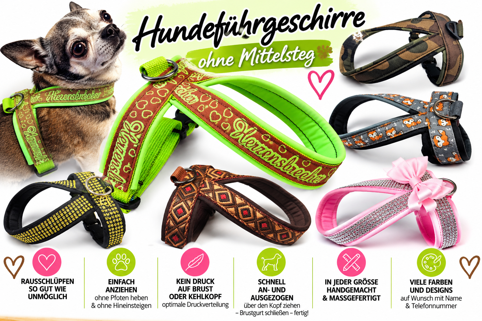 Führgeschirre mit Motiv und Muster