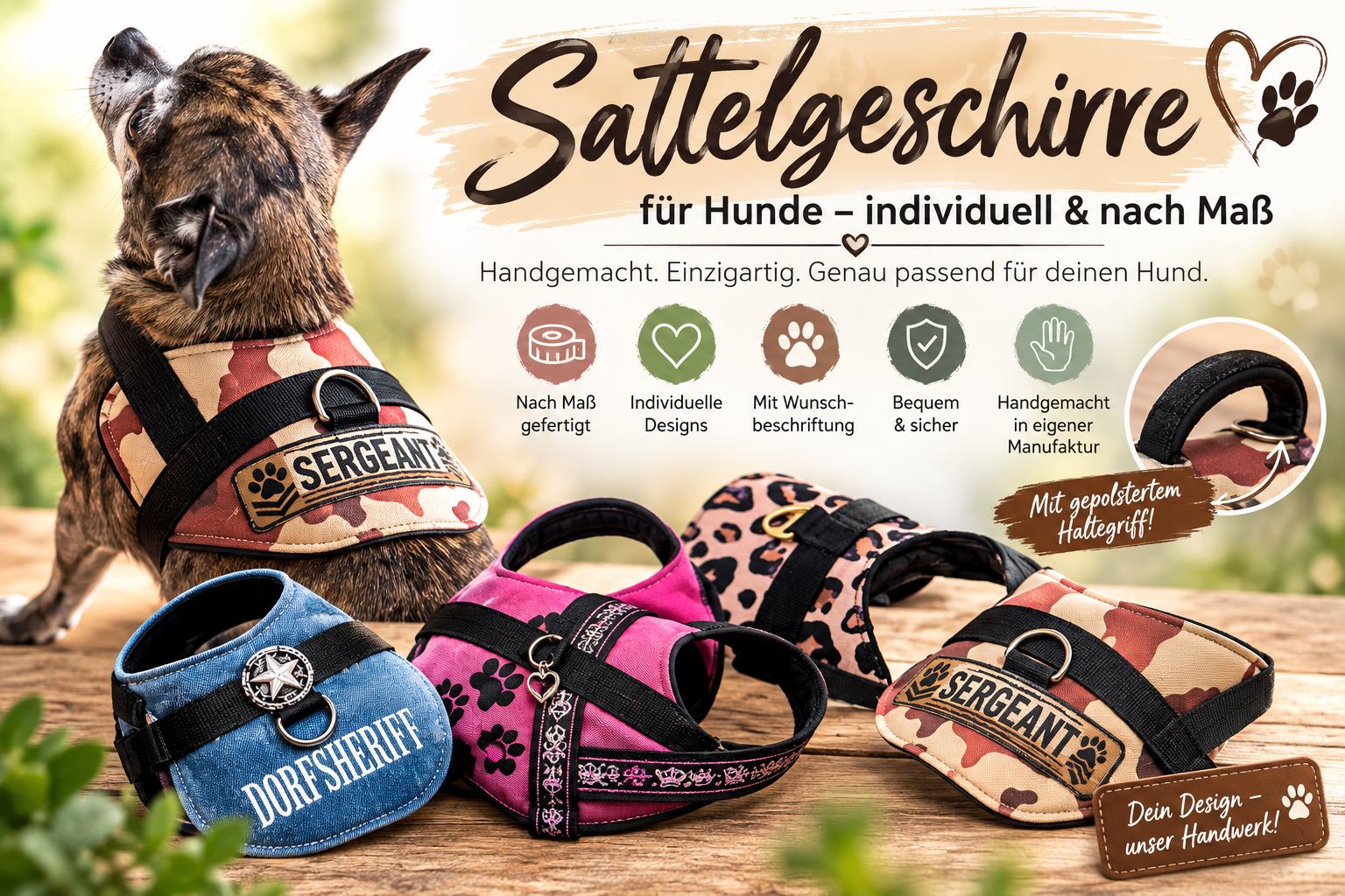 Sattelgeschirre für Hunde nach Maß