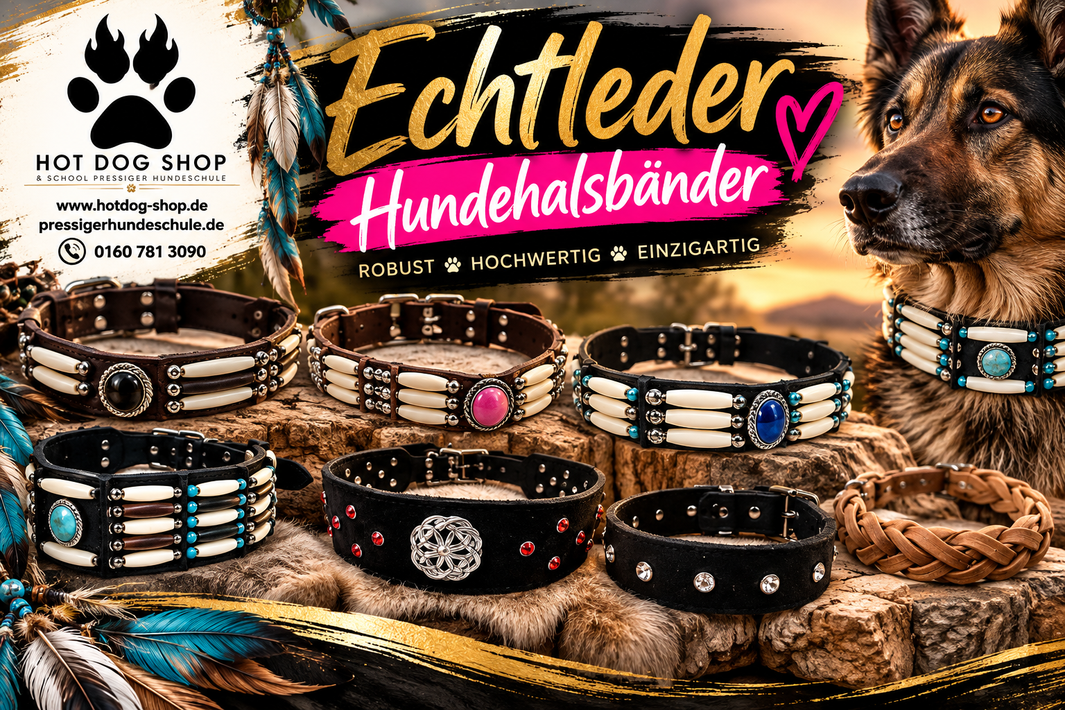Echtleder-Hundehalsbänder