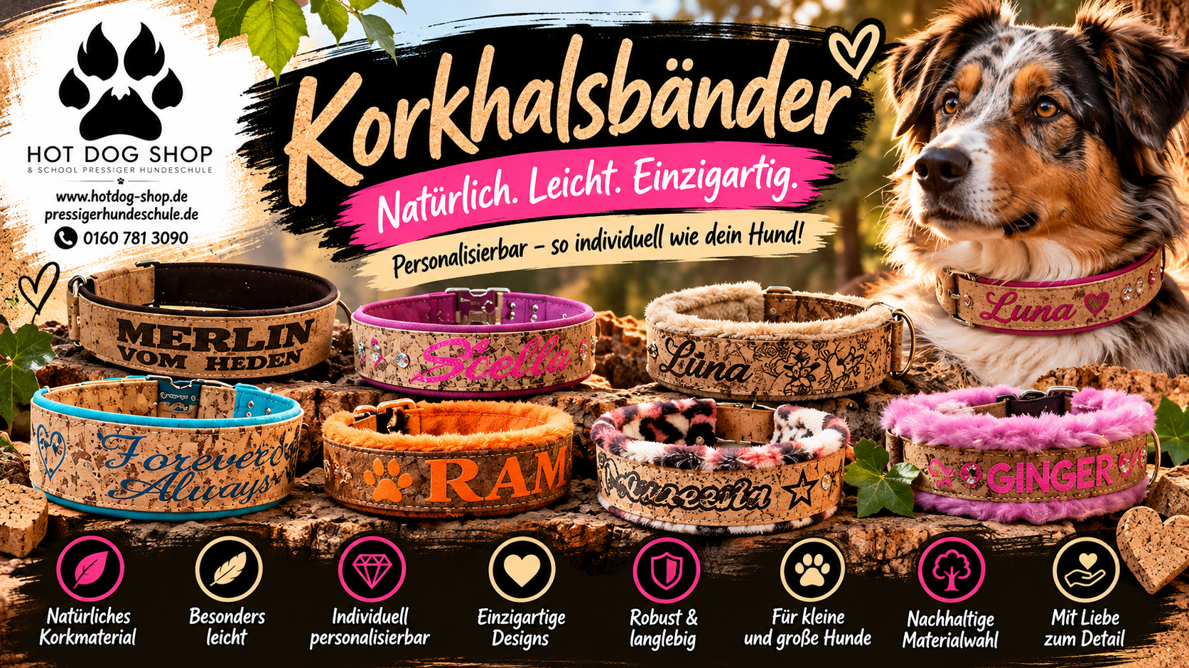 Korkhalsbänder für Hunde