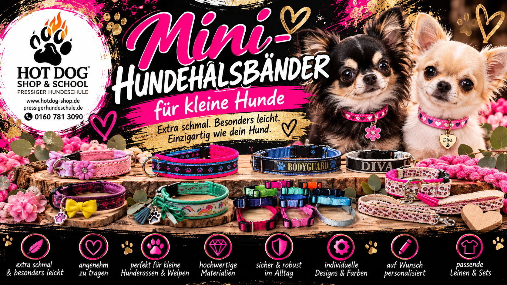 Mini-Halsbänder für kleine Hunde