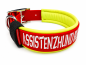 Preview: Biothane Halsband Neon Gelb/Rot mit Softshell-Polsterung – personalisiert mit Wunschtext | Rettungshund • Feuerwehr • Assistenzhund