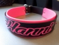 Preview: Biothane Halsband pink/schwarz mit Strass / Wunschtext /Namenshalsband personalisiert
