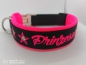 Preview: Hundehalsband personalisiert mit Wunschtext pink schwarz mit Polsterung