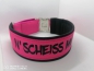 Preview: Wunschtext Hundehalsband personalisiert schwarz/ pink mit Polsterung