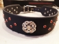 Preview: Fettlederhalsband Echtleder/ Hundehalsband Lederhalsband mit Nieten Keltisch mit Strass