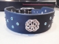 Preview: Fettlederhalsband Echtleder/ Hundehalsband Lederhalsband mit Nieten Keltisch mit Strass