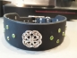 Preview: Fettlederhalsband Echtleder/ Hundehalsband Lederhalsband mit Nieten Keltisch mit Strass