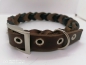 Preview: Fettleder/ Echtleder Hundehalsband Lederhalsband geflochten braun/schwarz 2,5cm breit