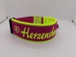 Preview: Hundehalsband pink-gelb mit Wunschtext