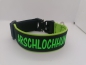 Preview: Hundehalsband Wunschtexthalsband grün / schwarz Namenshalsband