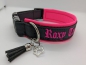Preview: Hundehalsband personalisiert mit Wunschtext pink schwarz mit Polsterung