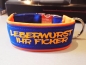 Preview: Hundehalsband Leberwurst ihr Ficker oder Wunschtext Namenshalsband orange blau