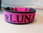 Preview: Wunschtext Hundehalsband personalisiert schwarz/ pink mit Polsterung