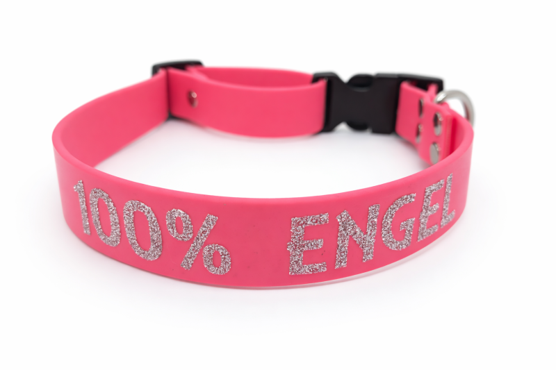 Neon Biothane Hundehalsband - personalisiert mit Wunschtext / wasserfest & robust