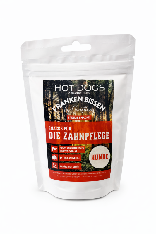 Hot Dog`s Franken Bissen - Snacks für die Zahnpflege 70g Ergänzungsfuttermittel für Hunde