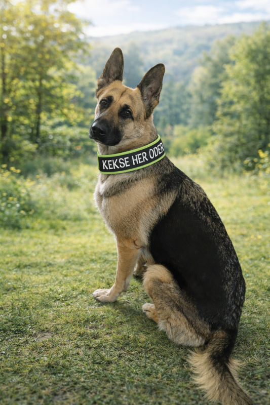 Preview: GlowTex Wunschtext-Hundehalsband – Glow in the Dark mit Neon-Softshell