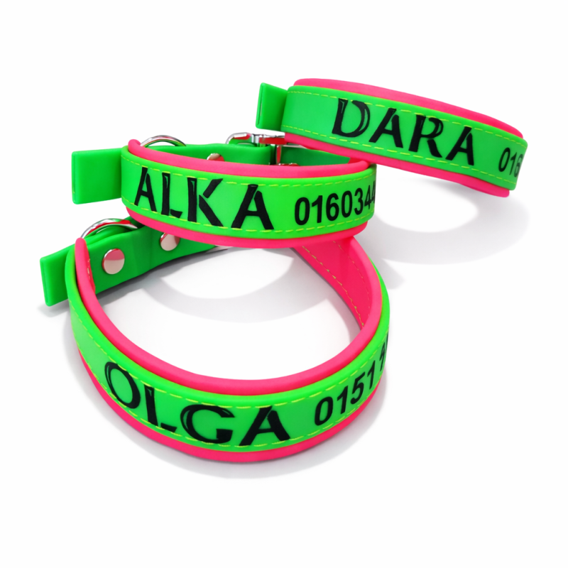 Preview: BioThane Halsband Neon - personalisierbar mit Wunschtext