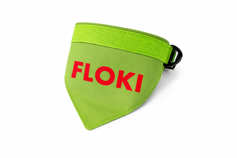 Preview: Personalisiertes Hundehalsband mit Halstuch - 2in1 Neongrün / Name wählbar