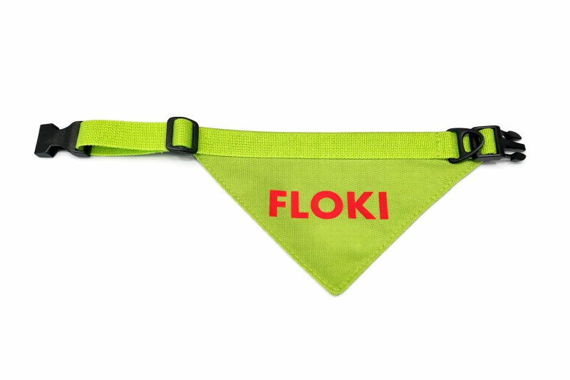Preview: Personalisiertes Hundehalsband mit Halstuch - 2in1 Neongrün / Name wählbar
