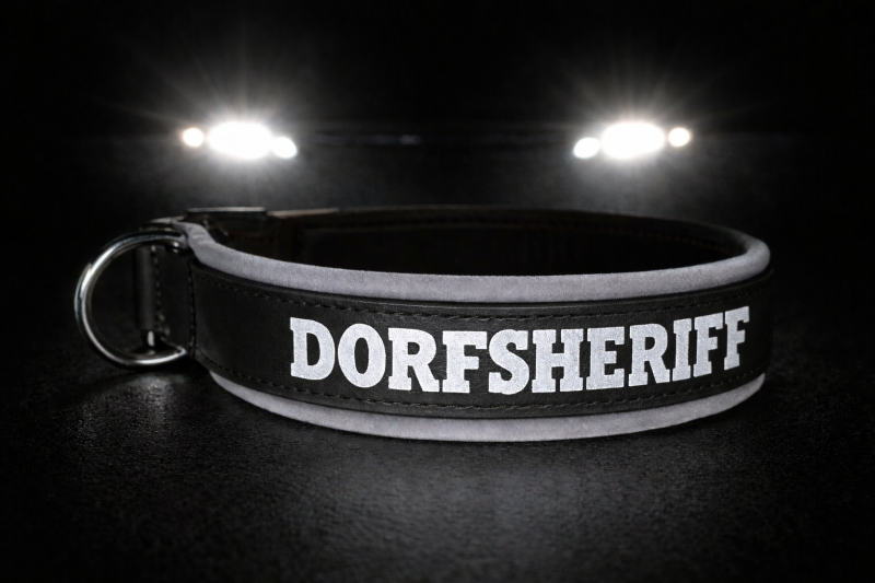 Preview: Biothane Hundehalsband - personalisiert mit reflektierender Schrift und Softshellpolsterung