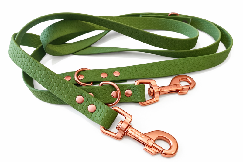 Preview: Hexa Hundeleine Oliv - 18mm / 2,30 m / 3-fach verstellbar