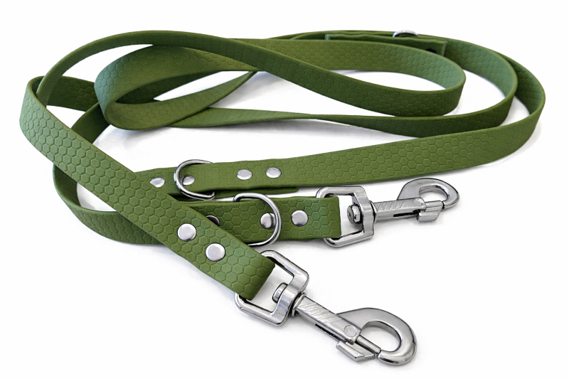 Preview: Hexa Hundeleine Oliv - 18mm / 2,30 m / 3-fach verstellbar