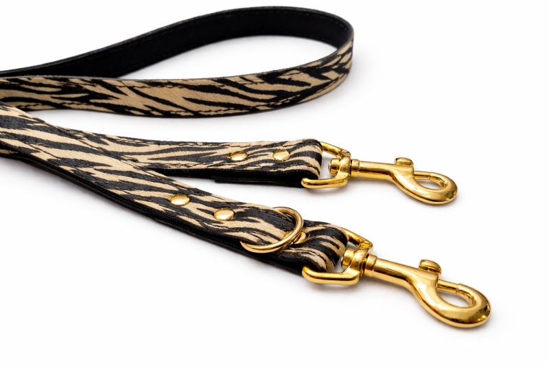 Preview: ZebraStyle Premium Leder-Hundeleine – 2m | 3-fach verstellbar | 84 kg Bruchlast