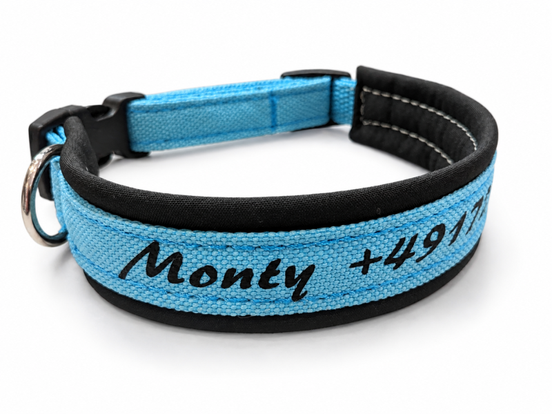 Personalisiertes Hundehalsband mit Namen & Telefonnummer – Maßanfertigung aus Nylon mit Softshellpolsterung