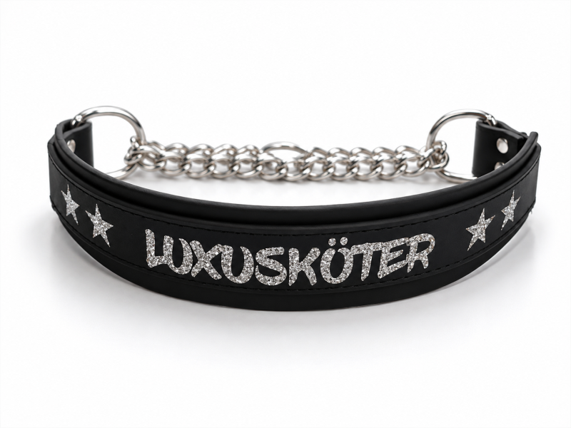 Biothane Zugstopp-Halsband "Luxusköter" – Glitzer | 4 cm breit | Handgefertigt