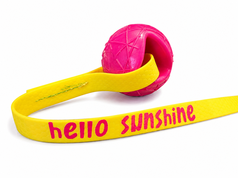 HELLO SUNSHINE® Moby-Dog Schwimmball mit Hexa-Schlaufe – 7 cm | Hundespielzeug für Wasser & Land pink