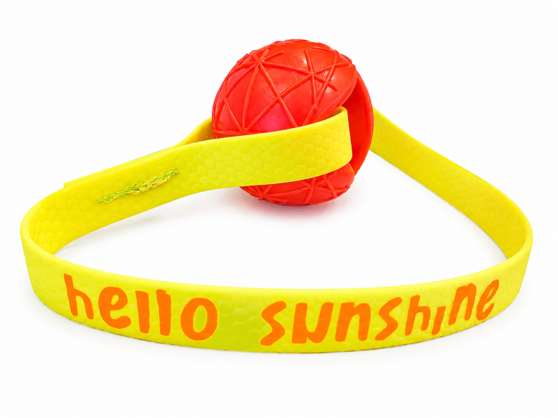 HELLO SUNSHINE® Moby-Dog Schwimmball mit Hexa-Schlaufe – 7 cm | Hundespielzeug für Wasser & Land orange