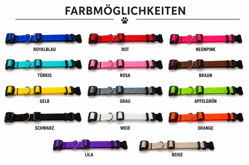 Mitwachsendes Welpenhalsband Uni – 1,5 cm breit | Verstellbar | Für kleine Hunderassen