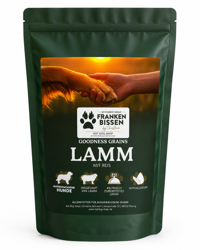 Frankenbissen Goodness Grains Lamm mit Reis – Premium Hundefutter für ausgewachsene Hunde