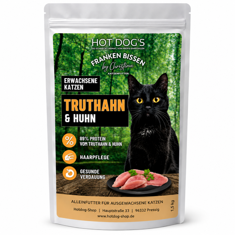 Franken Bissen Truthahn & Huhn – Premium Katzenfutter für erwachsene Katzen | 1,5 kg
