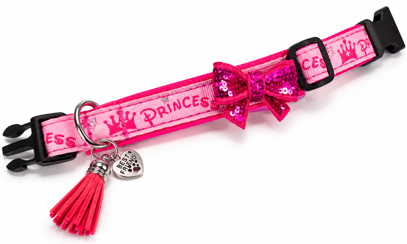 Preview: Hundehalsband Princess Rosa – 2 cm breit, gepolstert & maßgefertigt für kleine Hunde