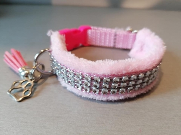 Strass Hundehalsband Strass Glitzer Halsband rosa mit Polsterung