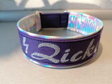 Hundehalsband mit Polsterung lila personalisiert