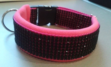 Strassoptik Halsband pink/schwarz