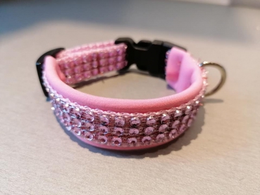 Strassoptik Halsband rosa mit Polsterung