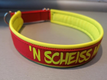 Personalisiertes Hundehalsband mit Polsterung gelb rot