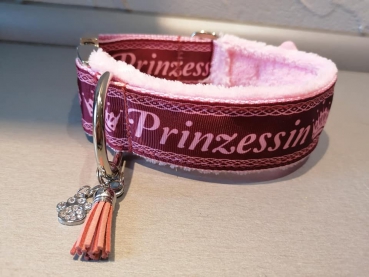 Prinzessin Halsband Hundehalsband rosa bordeaux 5cm breit