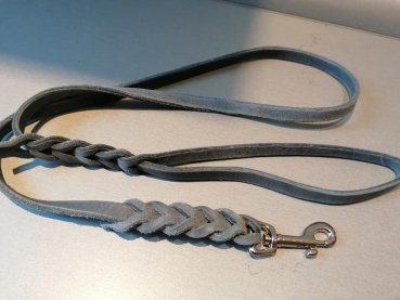 Fettleder Hundehalsband grau