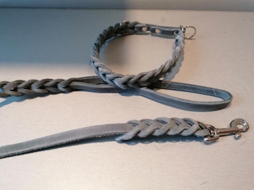 Fettleder Hundehalsband grau