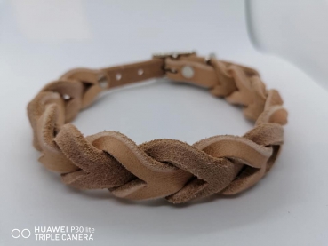 Lederhalsband Hundehalsband natur geflochten