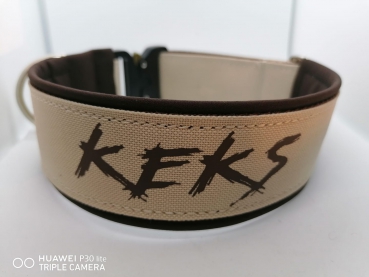 Personalisiertes Hundehalsband beige/braun mit Polsterung