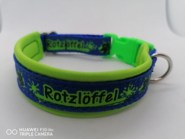 Rotzlöffel Hundehalsband grün/blau