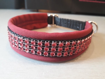 Strass Hundehalsband Strass glitzer Halsband mit Softshell Polsterung rot